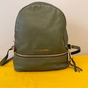 Michael Kors Olive Green Leather Backpack